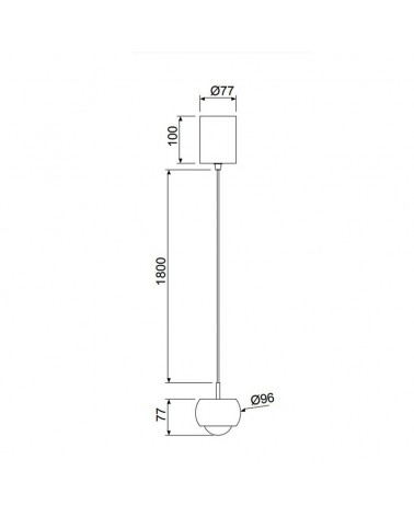 Hanging lamp up and down LED 96cm in aluminum various finishes 12W 3000K