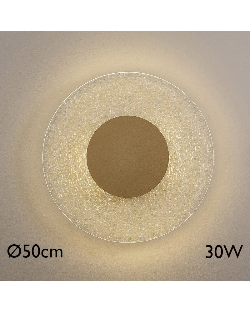 LED wall light 50cm aluminum and acrylic gold finish 30W 3000K