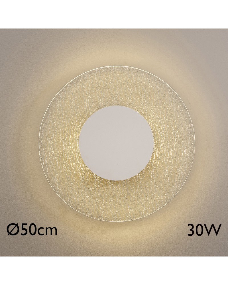 LED wall light 50cm aluminum and acrylic white finish 30W 3000K