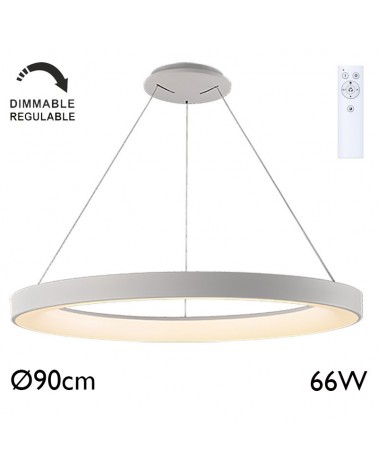 LED Ceiling lamp 90cm diameter 66W white finish DIMMABLE with remote control