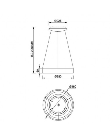 LED Ceiling lamp 38cm diameter 30W metal and acrylic CCT 2700K/4000K/5000K DIMMABLE with remote control and app