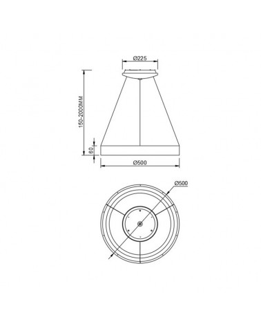 LED Ceiling lamp 50cm diameter 45W metal and acrylic CCT 2700K/4000K/5000K DIMMABLE with remote control and app