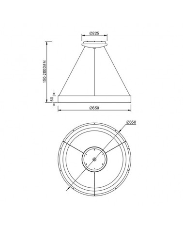LED Ceiling lamp 65cm diameter 60W metal and acrylic CCT 2700K/4000K/5000K DIMMABLE with remote control and app