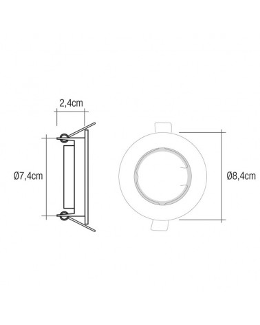 Round metal ring nickel finish recessed 8,4cm tilting