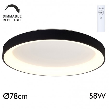 LED Ceiling light 78cm diameter 58W metal and acrylic DIMMABLE with remote control