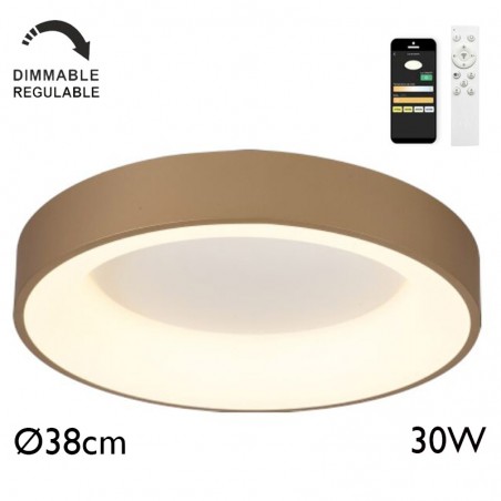 LED Ceiling lamp 38cm diameter 30W metal and acrylic DIMMABLE with remote control and app