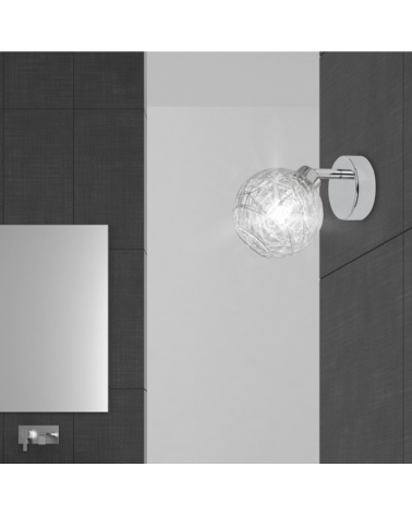 LED Wall lamp 16cm. chrome glass shade spotlight with interior linear decoration 1 X 40W G-9