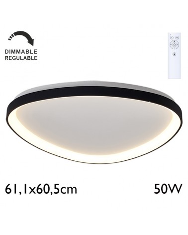 LED ceiling light, 61.1x60.5cm diameter, 38W, metal and acrylic, DIMMABLE with remote control