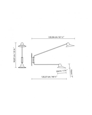 Aplique de pared con dos brazos SPEERS ARM LED 2x9W 2700K con dos cabezas lumínicas