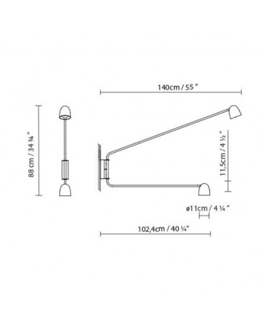 Wall light with two arms SPEERS ARM LED 2x9W 2700K with two light heads