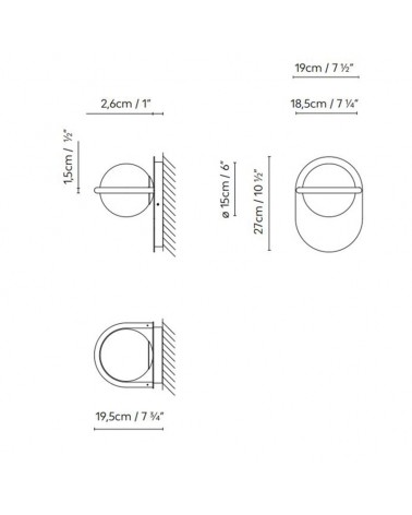 Wall light C_BALL W E14 metal and glass