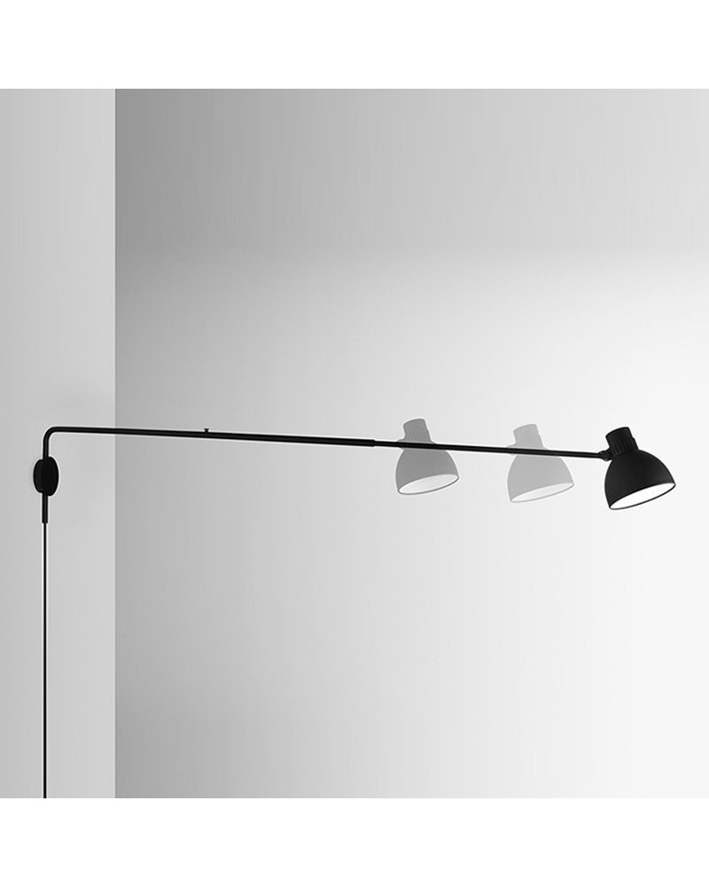 Wall light BLUX SYSTEM W125 PLUG-IN aluminum extendable with cable and E27 socket