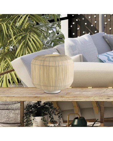 Table lamp 29cm in paper and metal natural and white finish E27