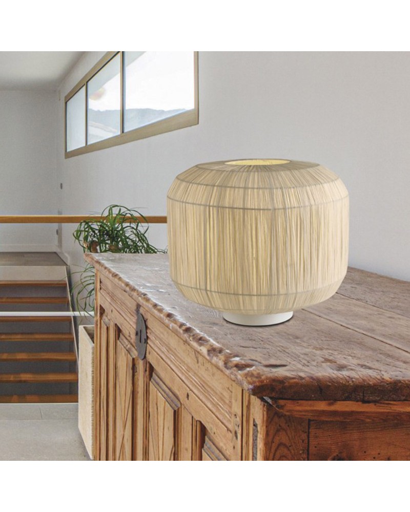 Table lamp 29cm in paper and metal natural and white finish E27