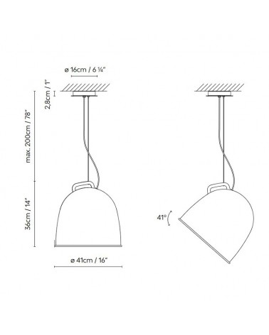 Ceiling lamp 41cm SCOUT industrial bell style metal and glass 2xE27