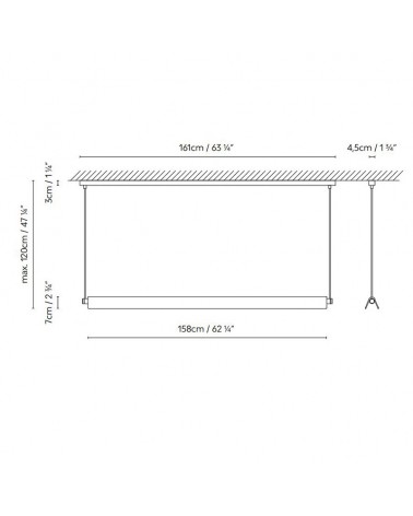Ceiling lamp 158cm ROOF LED S160 27W aluminum and glass 2700K DIMMABLE DALI