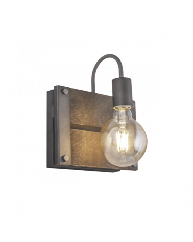 LED Wall lamp 23 cm with aged wood base and metal rivets 1 X 60W E-27