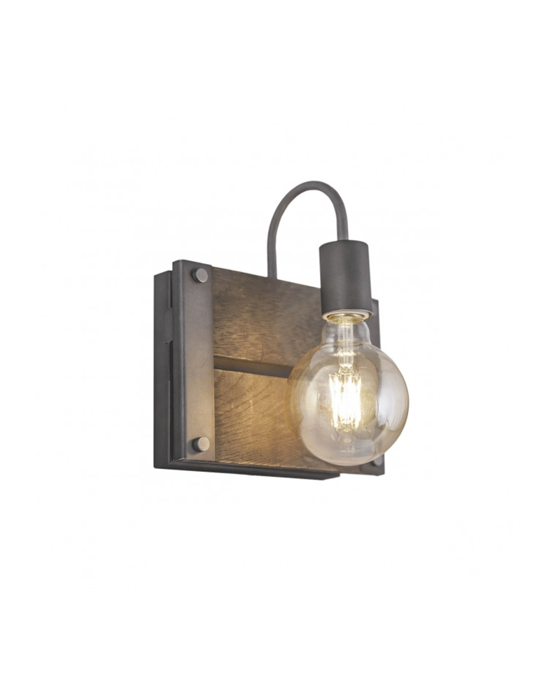 LED Wall lamp 23 cm with aged wood base and metal rivets 1 X 60W E-27