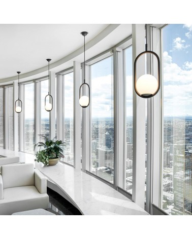 Design ceiling lamp in metal C_BALL S1 with E14 12W opal glass sphere