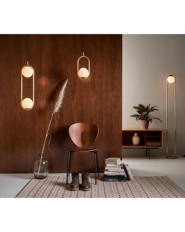 Design floor lamp in metal C_BALL F 158 cm with E14 opal glass sphere