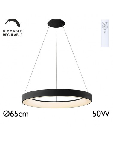 Lámpara de techo de 65cm de diámetro LED 50W de metal y acrílico REGULABLE con mando