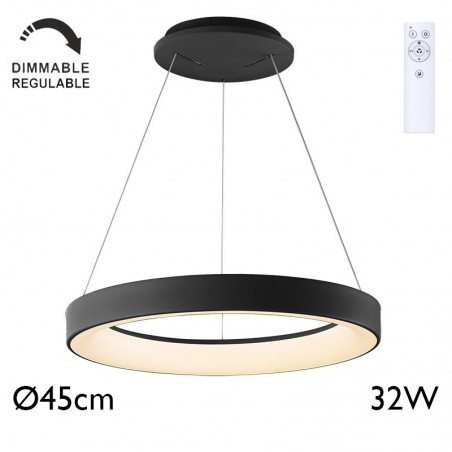 Lámpara de techo de 45cm de diámetro LED 32W de metal y acrílico REGULABLE con mando