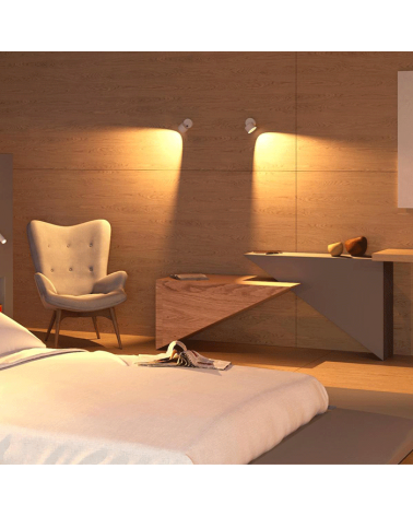 Mini cylinder wall and ceiling spotlight 7.5cm white LED 7W 90º tilting aluminum CCT Switch 2700K/3000K/4000K