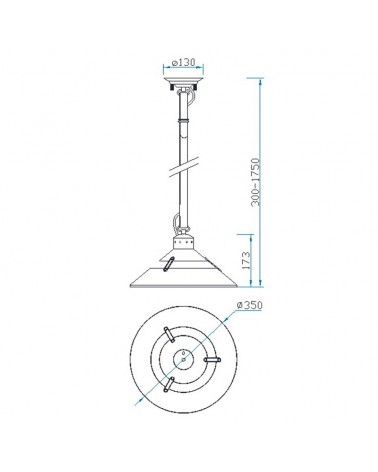 Lámpara de techo 35cm de tela y acero altura ajustable E27