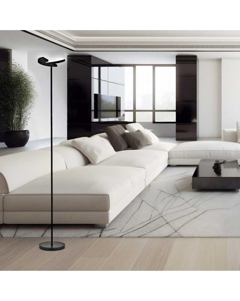 Floor lamp 179cm metal and acrylic black finish LED 18W 4000K adjustable