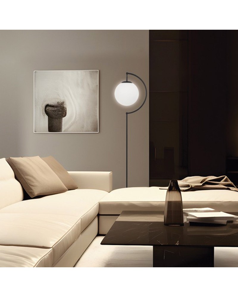 Floor lamp 160cm metal and glass with black finish E27