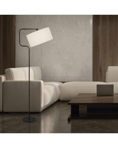 Floor lamp 165cm metal and fabric with black and white finish E27