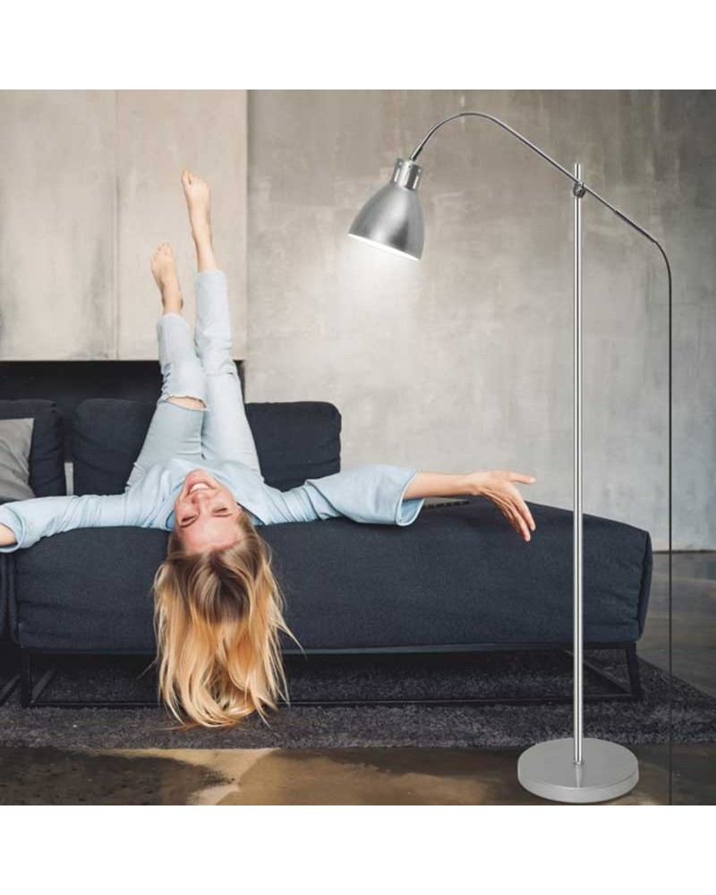 Floor lamp 160cm metal with chrome and silver finish E27
