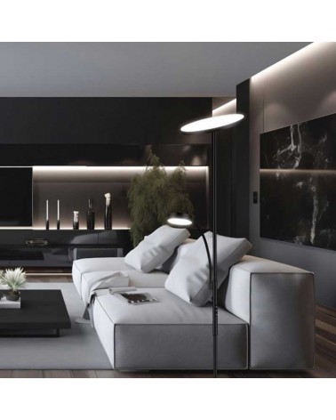 Floor lamp 179cm metal and acrylic black finish LED 18W 4000K adjustable