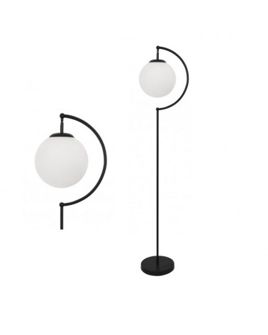 Floor lamp 160cm metal and glass with black finish E27