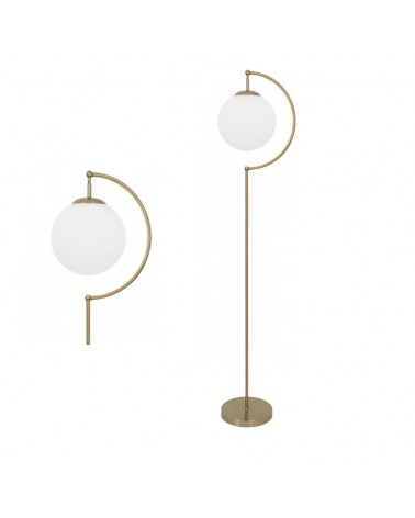 Floor lamp 160cm brass finish metal and glass E27