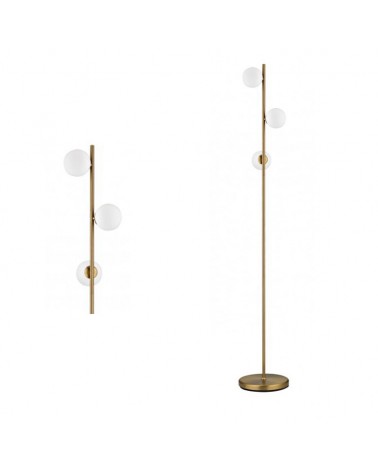 Floor lamp 160cm brass-finished metal and glass with three G9 lights