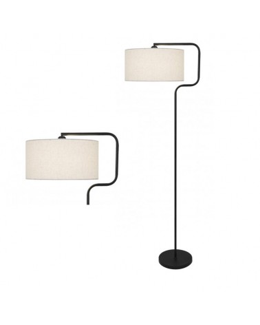 Floor lamp 165cm metal and fabric with black and white finish E27