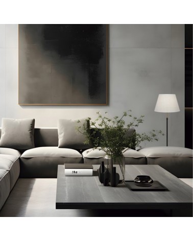 Lámpara de pie 153cm de metal y tela acabado negro, latón y beige E27