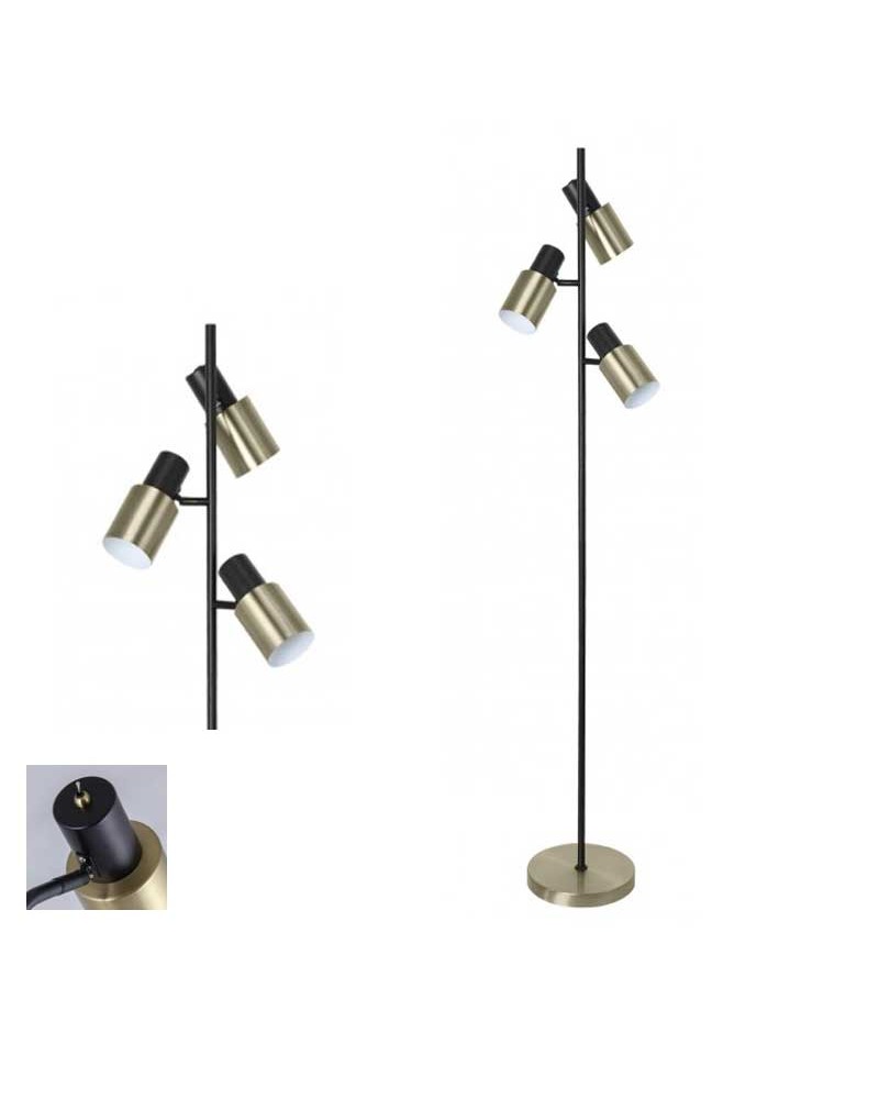 Floor lamp 150cm in metal various finishes 3xE14