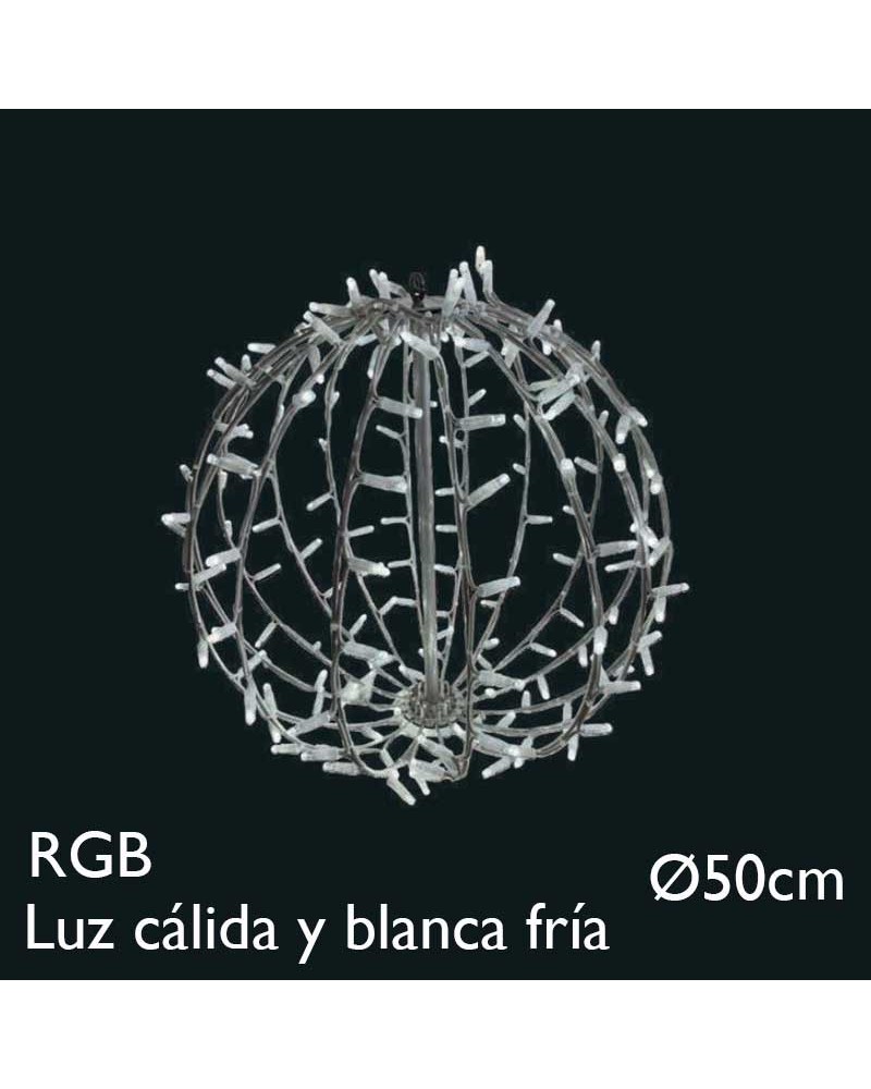 Bola 3D LED 50cm RGB o luz cálida-blanca fría apto para exteriores 230V 13,8W