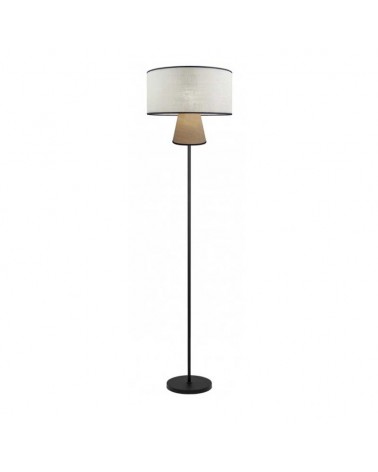 Floor lamp 168cm metal and fabric with black beige and tan finish E27