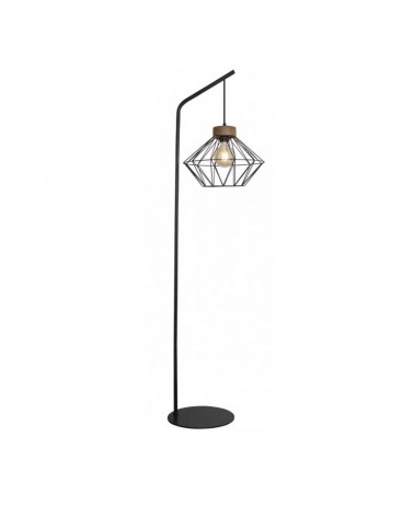Floor lamp 149cm metal in black and oak finish E27