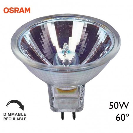 Lámpara halógena OSRAM DECOSTAR 51S 44870 VWFL 50W GU5.3 12V 60º luz cálida regulable