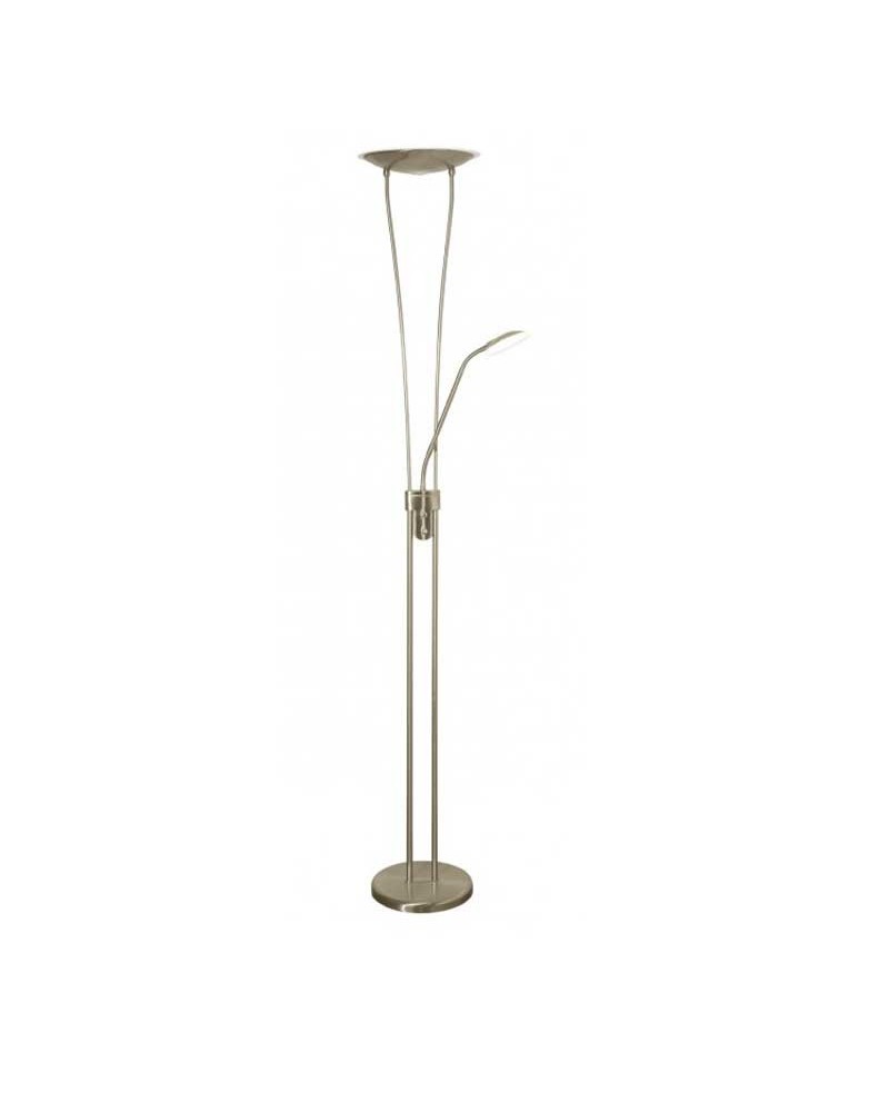 Floor lamp 180cm 2 LED lights 18W+5W metal and glass top light dish shape and reading spot 4000K