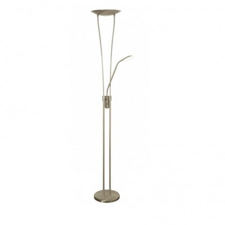 Floor lamp 180cm 2 LED lights 18W+5W metal and glass top light dish shape and reading spot 4000K