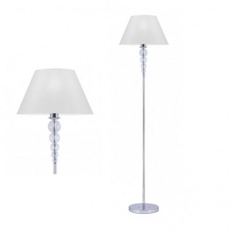 Floor lamp 165cm metal, fabric and glass with white E27 lampshade