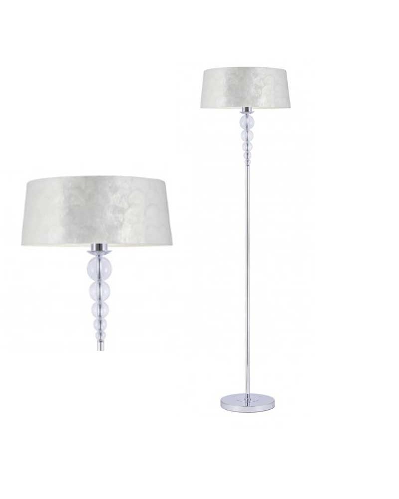 Floor lamp 165cm metal, mother-of-pearl and methacrylate with white E27 lampshade