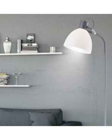 Floor lamp 153cm metal and acrylic with white and grey finish E27