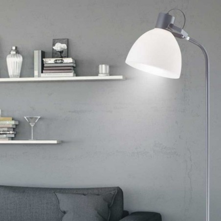 Floor lamp 153cm metal and acrylic with white and grey finish E27