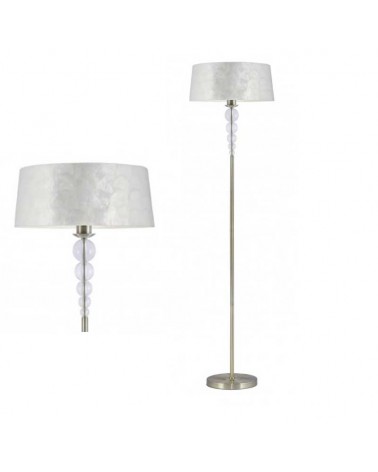 Floor lamp 165cm metal, mother-of-pearl and methacrylate with white E27 lampshade
